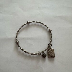 Brighton  Silver Colored Twisted bangle bracelet always heart